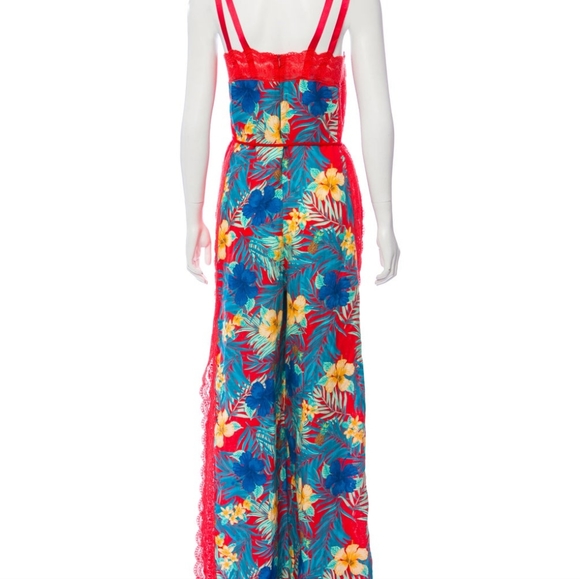 SOLD Miguelina Electra Tropical Print Linen Jumpsuit Sz S $615 Sold Out - Picture 2 of 7